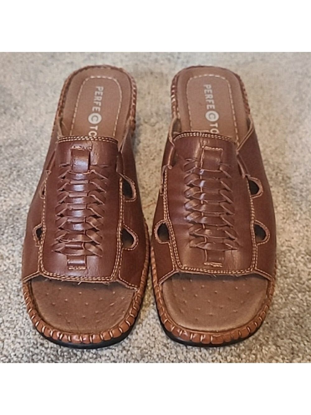 PERFECTO Brown Leather Sandals Size 7